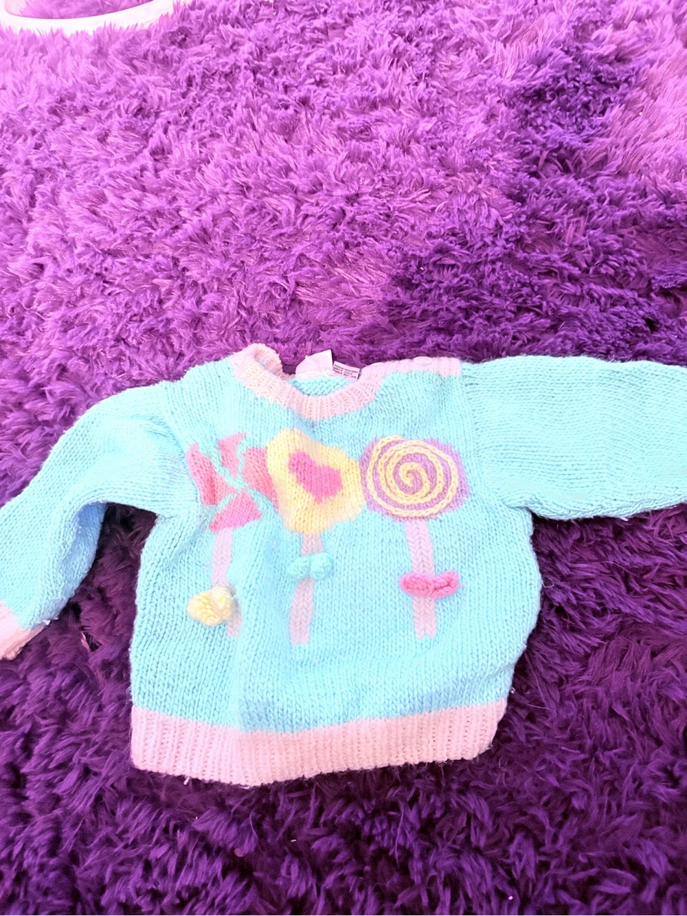 Light Blue and White Knit Baby Sweater